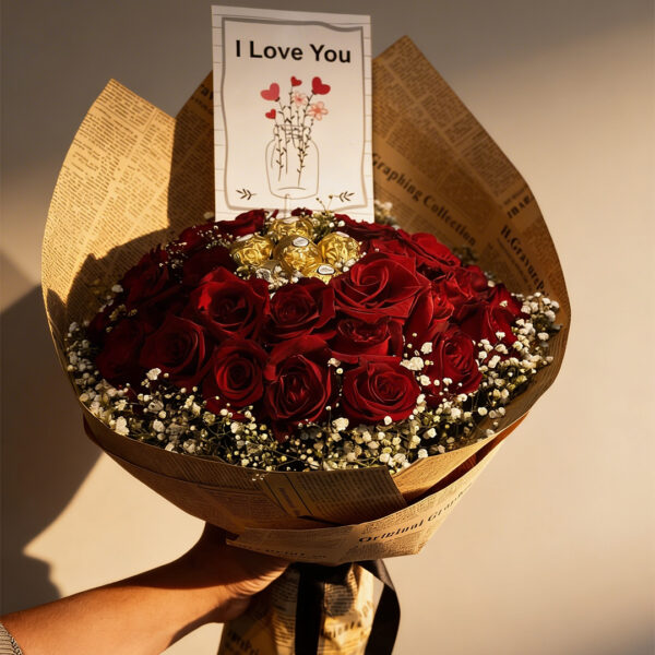 Golden Heart Chocolate Roses