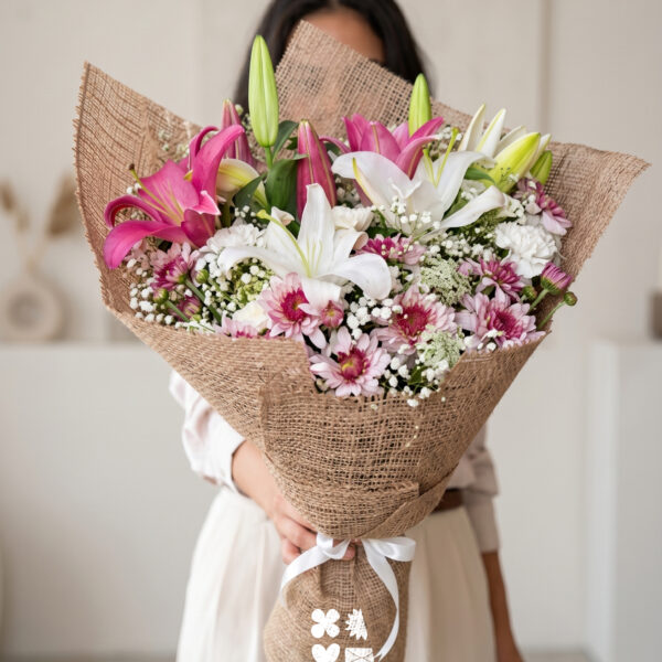 rustic lily garden bouquet